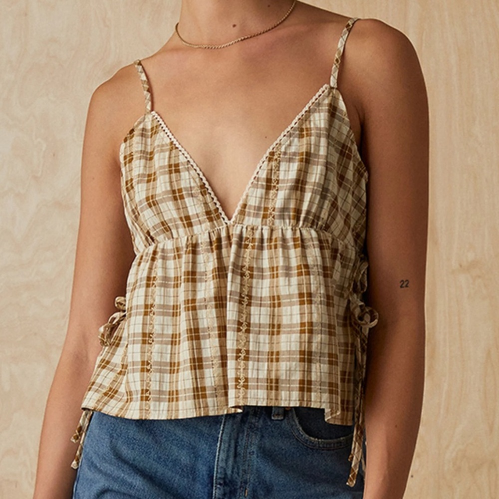Your Favorite by PacSun Plaid Babydoll Tank Top